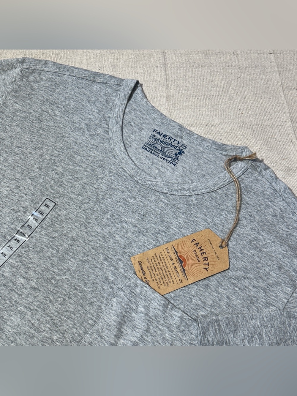 Faherty Mens XXL Sunwashed Pocket T-Shirt Tagless Gorp Crewneck Soft Cotton Gray